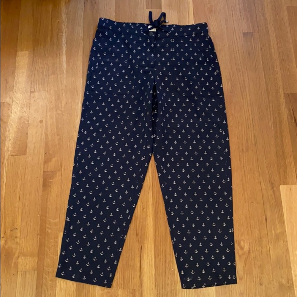 J.Crew silk pajama set navy anchor print outfit
